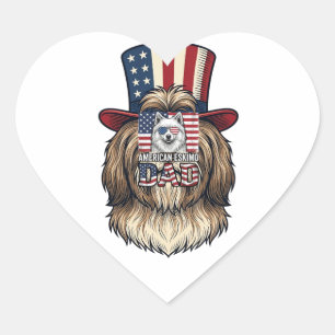 Amerikanischer Eskimovater Patriotischer Vintage-H Herz-Aufkleber