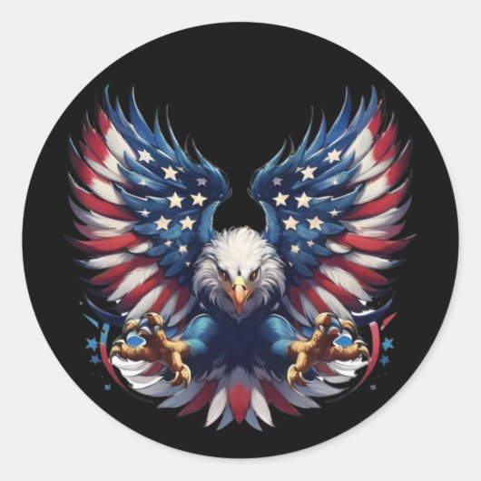 Amerikanischer Fahnenadler, Patriotischer Sublimat Runder Aufkleber (Vorderseite)