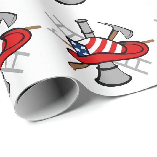 Amerikanischer Feuerwehrmann Geschenkpapier (Rolleneckpunkt)