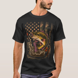 Amerikanischer Fischer-Tarnung USA-Flagge Fisch Fi T-Shirt