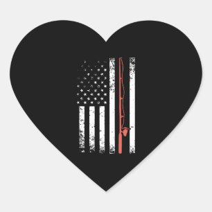 AMERIKANISCHER FLAG-FISCHEREIPOLE Herz-Aufkleber