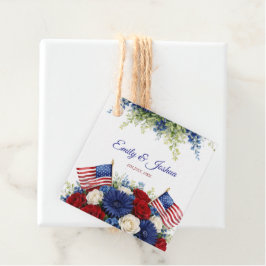 Amerikanischer Flagge 4. Juli Florale Hochzeitseti Geschenkanhänger