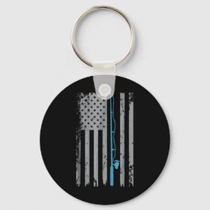 Amerikanischer Flagge Angeln Vintage Fishing T-Shi Schlüsselanhänger