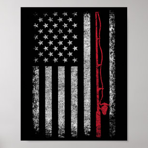 Amerikanischer Flagge Angelrute Angel Liebhaber Vi Poster