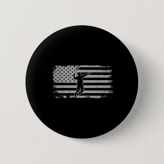 Amerikanischer Flagge Badminton Button (Vorderseite)