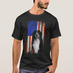 Amerikanischer Flagge Berner Sennenhund Vater Mutt T-Shirt