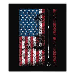 Amerikanischer Flagge Billardstock Süßes Tischspie Fotodruck