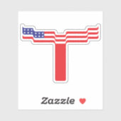 Amerikanischer Flagge Buchstabe T Monogramm Aufkleber (Blatt)