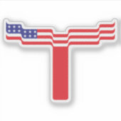 Amerikanischer Flagge Buchstabe T Monogramm Aufkleber (Vorderseite)