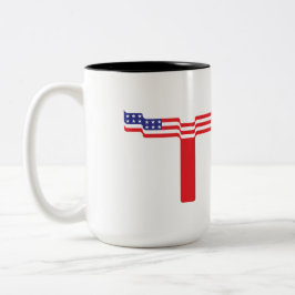 Amerikanischer Flagge Buchstabe T Monogramm Zweifarbige Tasse