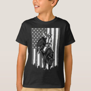 Amerikanischer Flagge Bull Riding Cowboy 4. Juli P T-Shirt