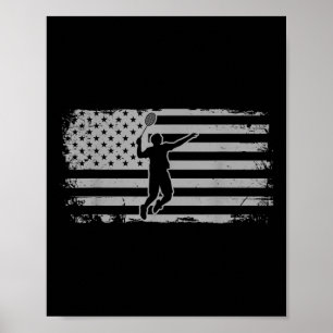 Amerikanischer Flagge Federball Badminton Poster