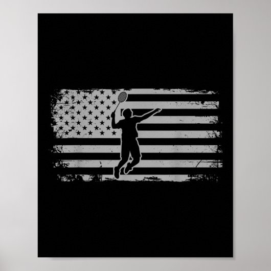 Amerikanischer Flagge Federball Badminton Poster (Vorne)