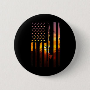 Amerikanischer Flagge Fisch Angler Fischer Lustig  Button