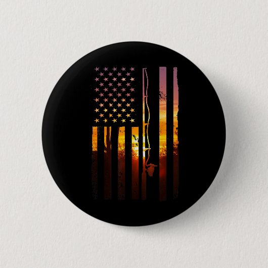 Amerikanischer Flagge Fisch Angler Fischer Lustig Button (Vorderseite)