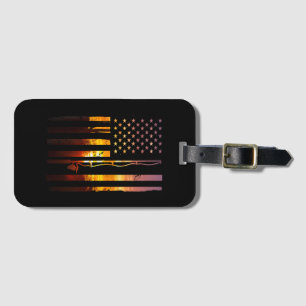 Amerikanischer Flagge Fisch Angler Fischer Lustig Gepäckanhänger