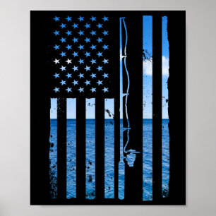 Amerikanischer Flagge Fisch Angler Fischer Lustig Poster