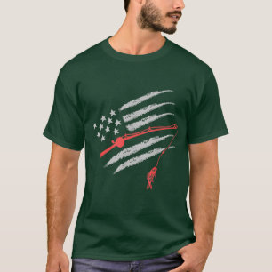 Amerikanischer Flagge Fly Fishing Rute Funny Vinta T-Shirt