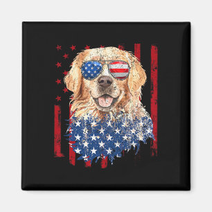 Amerikanischer Flagge Golden Retriever USA Retro 4 Magnet