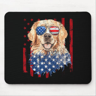 Amerikanischer Flagge Golden Retriever USA Retro 4 Mousepad
