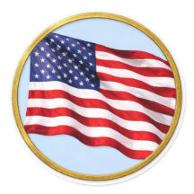 Amerikanischer Flagge Goldrand-Rundaufkleber – Pat