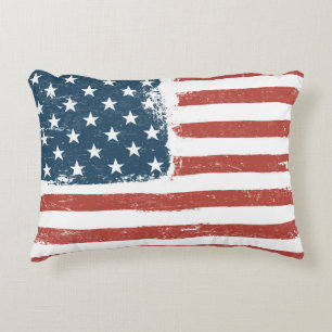 Amerikanischer Flagge Grunge Hintergrund. Raster-V Dekokissen