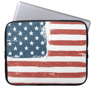 Amerikanischer Flagge Grunge Hintergrund. Raster-V Laptopschutzhülle
