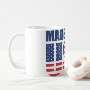 Amerikanischer Flagge "Hergestellt" Typografie Tas Kaffeetasse