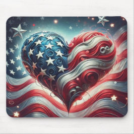Amerikanischer Flagge Herz-Mauspad – Patriotischer Mousepad