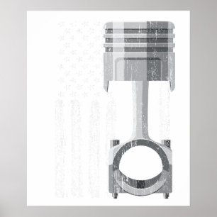 Amerikanischer Flagge Kolben Muskel Auto 2 Poster