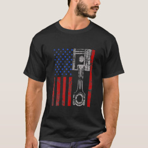 Amerikanischer Flagge Kolben Muskel Auto Patriotis T-Shirt