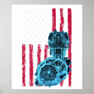 Amerikanischer Flagge Kolben Muskelauto 9 Poster