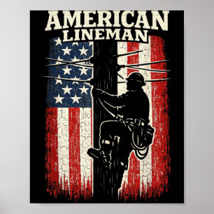 Amerikanischer Flagge Leitungsmonteur Elektrischer Poster
