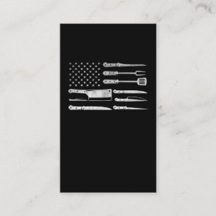 Amerikanischer Flagge Metzger Vintage Kochen USA K Visitenkarte