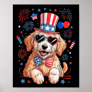 Amerikanischer Flagge Patriotischer Goldendoodle 4 Poster