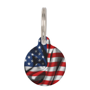 Amerikanischer Flagge Rund Halsbandanhänger Haustiermarke