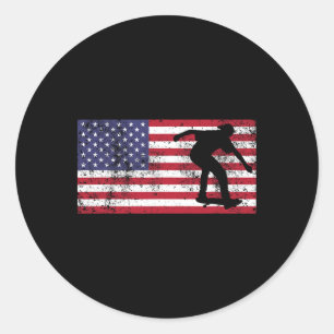 Amerikanischer-Flagge-Skater-Skateboard-Juli-4-USA Runder Aufkleber
