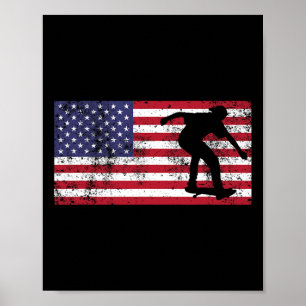 Amerikanischer Flagge Skater Skateboardfahren 4. J Poster