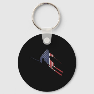 Amerikanischer Flagge Skiausrüstung Für Us Skifahr Schlüsselanhänger