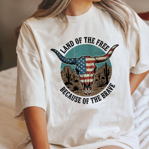 Amerikanischer Flagge Stier Schädel Wüsten Stolz Tri-Blend Shirt
