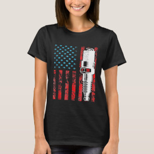 Amerikanischer Flagge Zündkerze Oldtimer USA T-Shirt