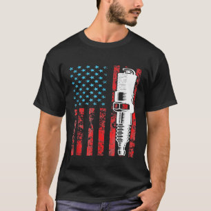 Amerikanischer Flagge Zündkerze Vintage Auto USA T-Shirt