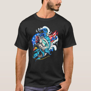 Amerikanischer Flaggen Angelhaken Fisch Vintage Us T-Shirt