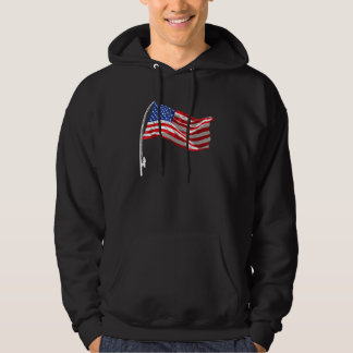 Amerikanischer Flaggen Angelrute 4. Juli Patriotis Hoodie