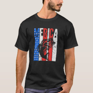 Amerikanischer Flaggen-Barsch-Angeln 4. Juli Fisch T-Shirt