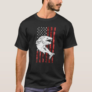 Amerikanischer Flaggen-Barsch-Angeln Valentinstag T-Shirt