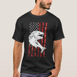 Amerikanischer Flaggen-Barsch-Angler Valentinstag T-Shirt