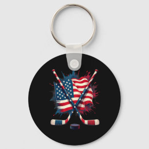 Amerikanischer Flaggen-Eishockey Schlüsselanhänger