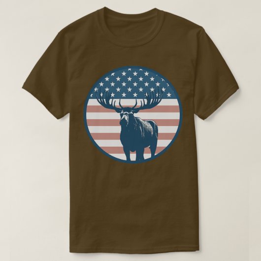 Amerikanischer Flaggen-Elch 2 T-Shirt (Design vorne)
