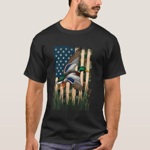 Amerikanischer Flaggen-Entenjagd-Wasserwildjäger-V T-Shirt